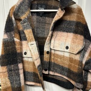 Zara Women's Teddy Jacket - Brown, Black, and Pink